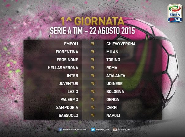 Ecco la Serie A 2015-16: partenza-super, Roma-Juve alla 2a giornata