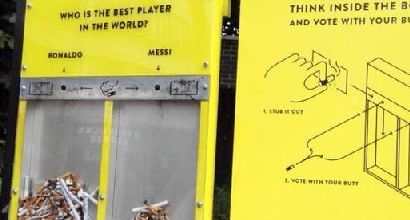 Messi-Ronaldo: a Londra si vota con i mozziconi