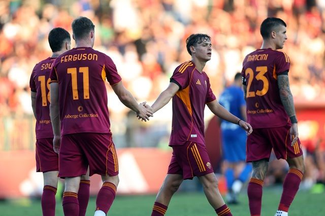Ferguson, Pisilli, Soulè e Mancini dell'AS Roma