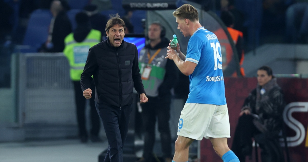 Antonio Conte e Rasmus Hojlund, allenatore e attaccante del Napoli