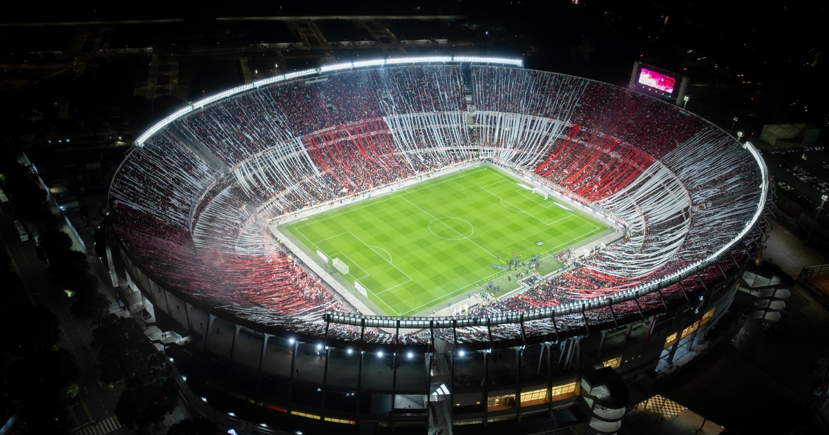 Una ripresa dall'alto dell'Estadio Monumental, casa del River Plate