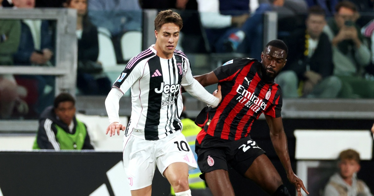 Yildiz contrastato da Tomori durante la sfida d'andata tra Juve e Milan